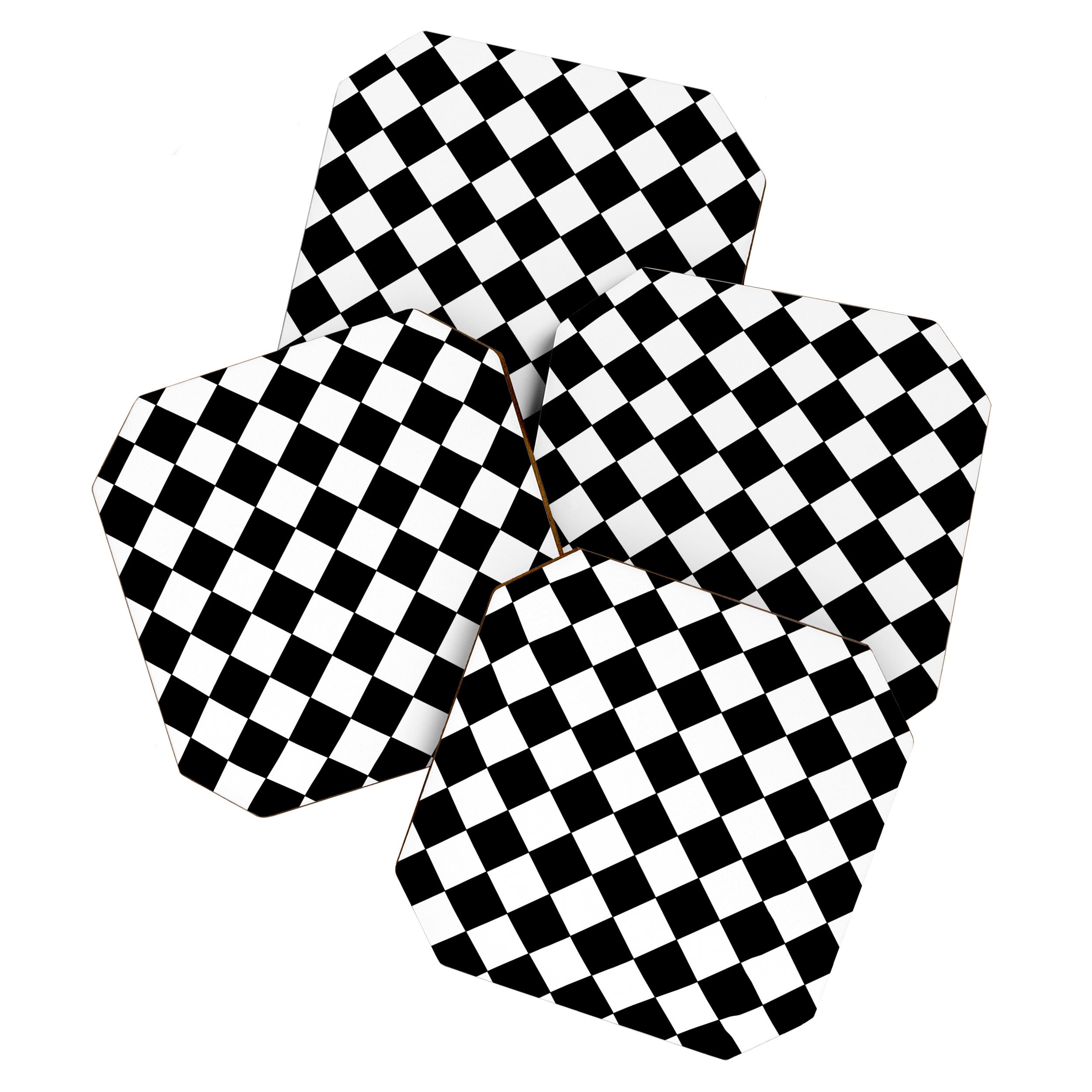 Black and white diamond shape,check,chess pattern  Coaster Gallery Image 1