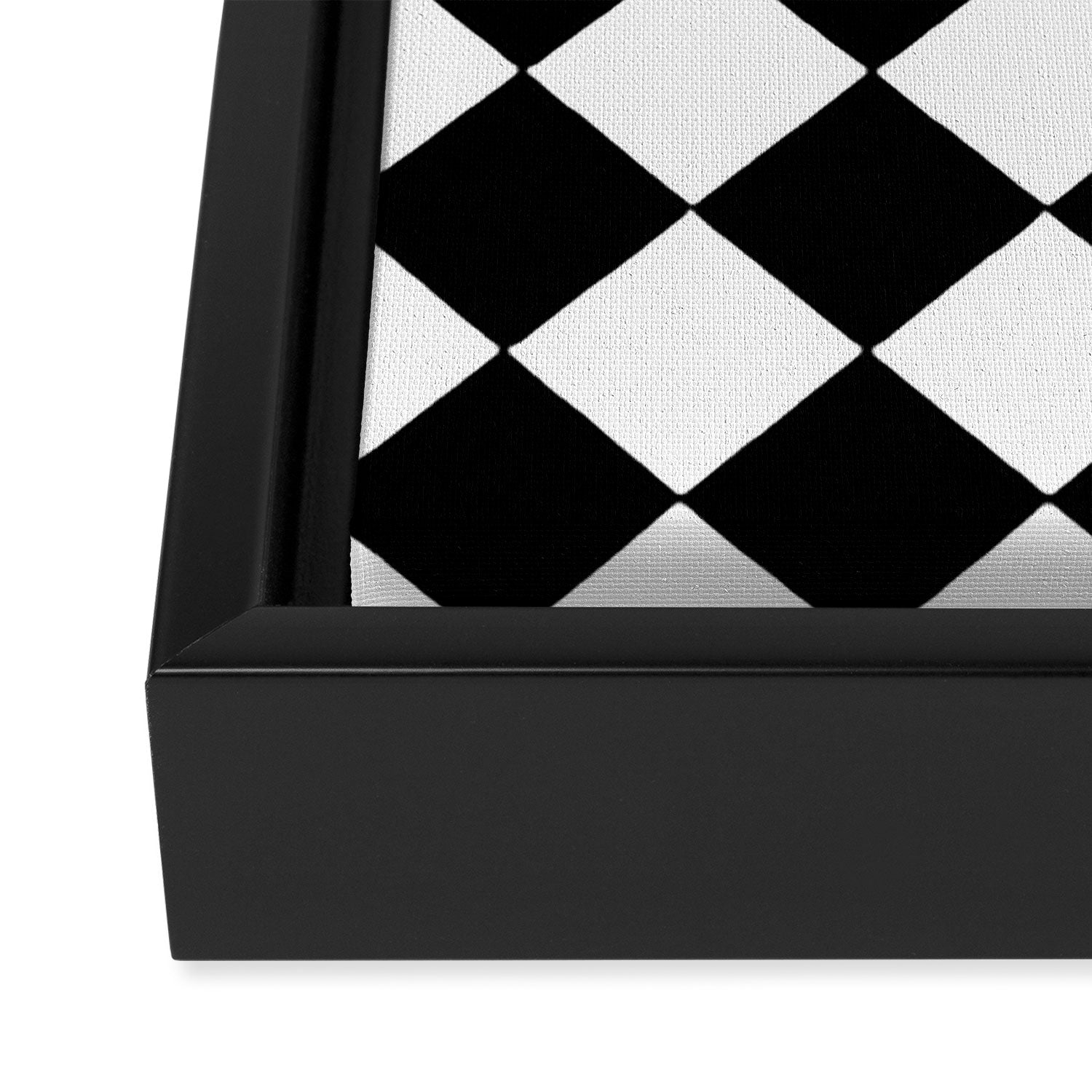 Black and white diamond shape,check,chess pattern  Framed Canvas Print Gallery Image 3