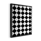 Black and white diamond shape,check,chess pattern  Framed Canvas Print Gallery Image 2