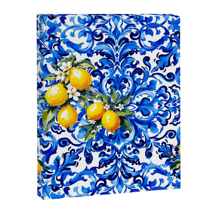 Blue Italian majolica baroque lemon art Canvas Print Gallery Image 1