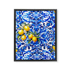 Blue Italian majolica baroque lemon art Framed Canvas Print Gallery Image 8