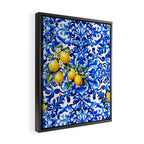 Blue Italian majolica baroque lemon art Framed Canvas Print Gallery Image 2