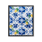Blue tiles,mosaic,Mediterranean tiles,majolica art ,lemon ,citrus, Framed Canvas Print Gallery Image 6
