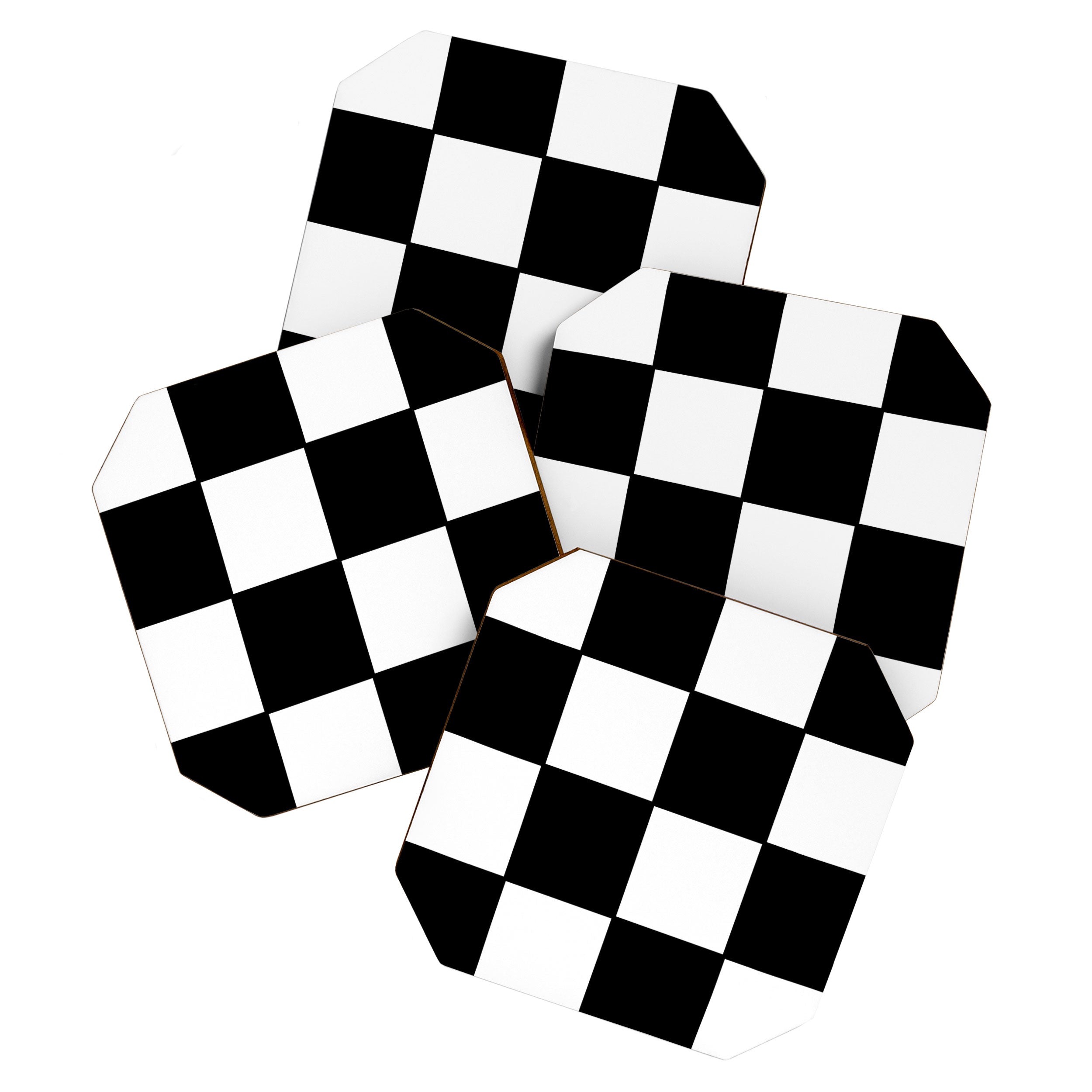 Checkered,black and white checked pattern.Gingham. Coaster Gallery Image 1