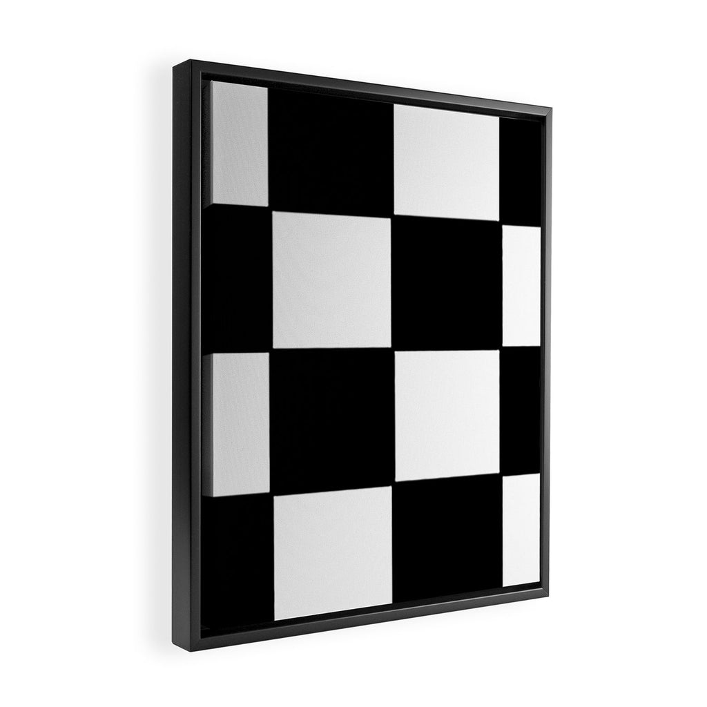 Checkered,black and white checked pattern.Gingham. Framed Canvas Print Gallery Image 2