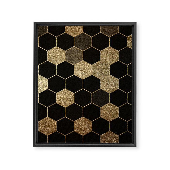 Gold,hexagons ,honeycomb geometric pattern  Framed Canvas Print Gallery Image 1
