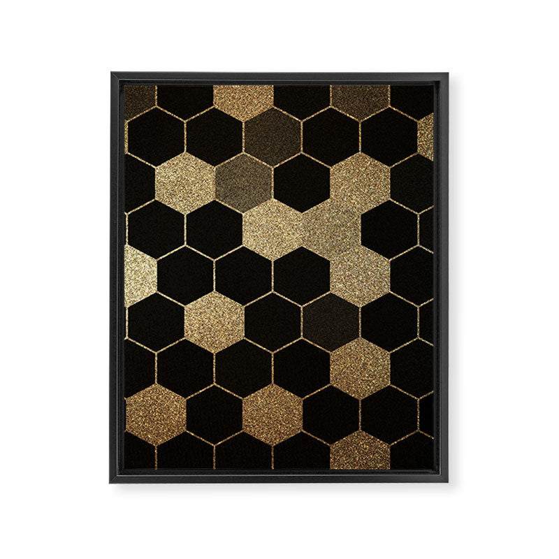 Gold,hexagons ,honeycomb geometric pattern  Framed Canvas Print Gallery Image 6