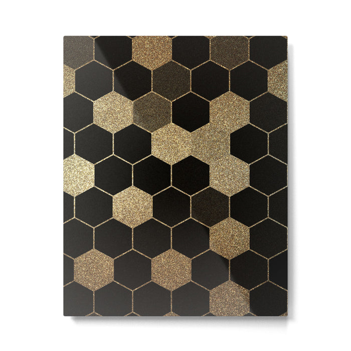 Gold,hexagons ,honeycomb geometric pattern  Metal Print Gallery Image 1