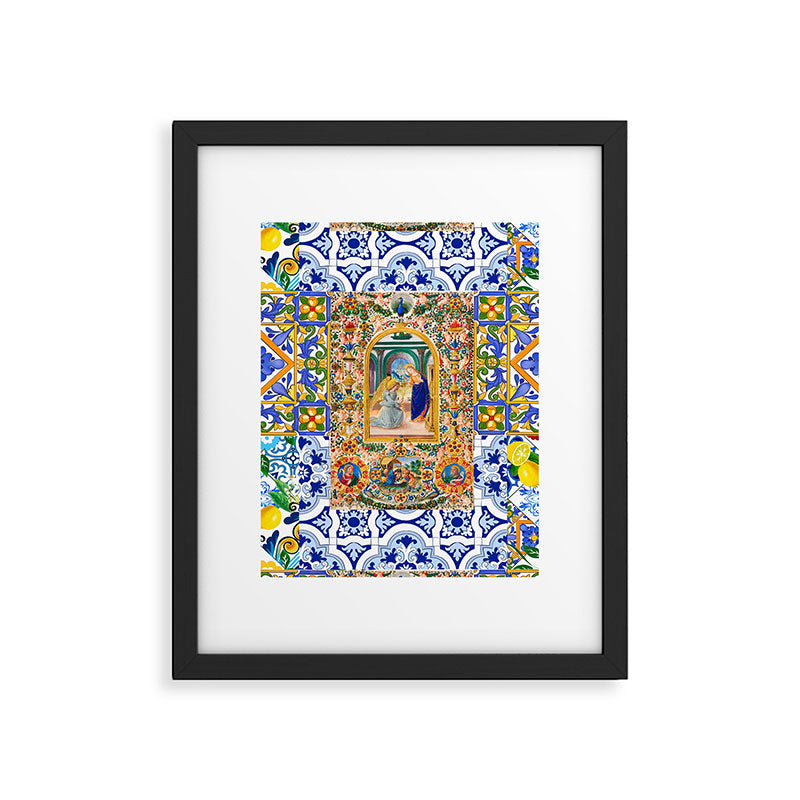 Italian,Sicilian art,holy Mary,Virgin Mary,maiolica,tiles,lemons,Citrus  Framed Art Print Gallery Image 5