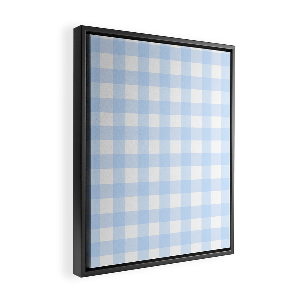 Light blue Gingham ,checkered ,buffalo ,plaid pattern Framed Canvas Print Gallery Image 2