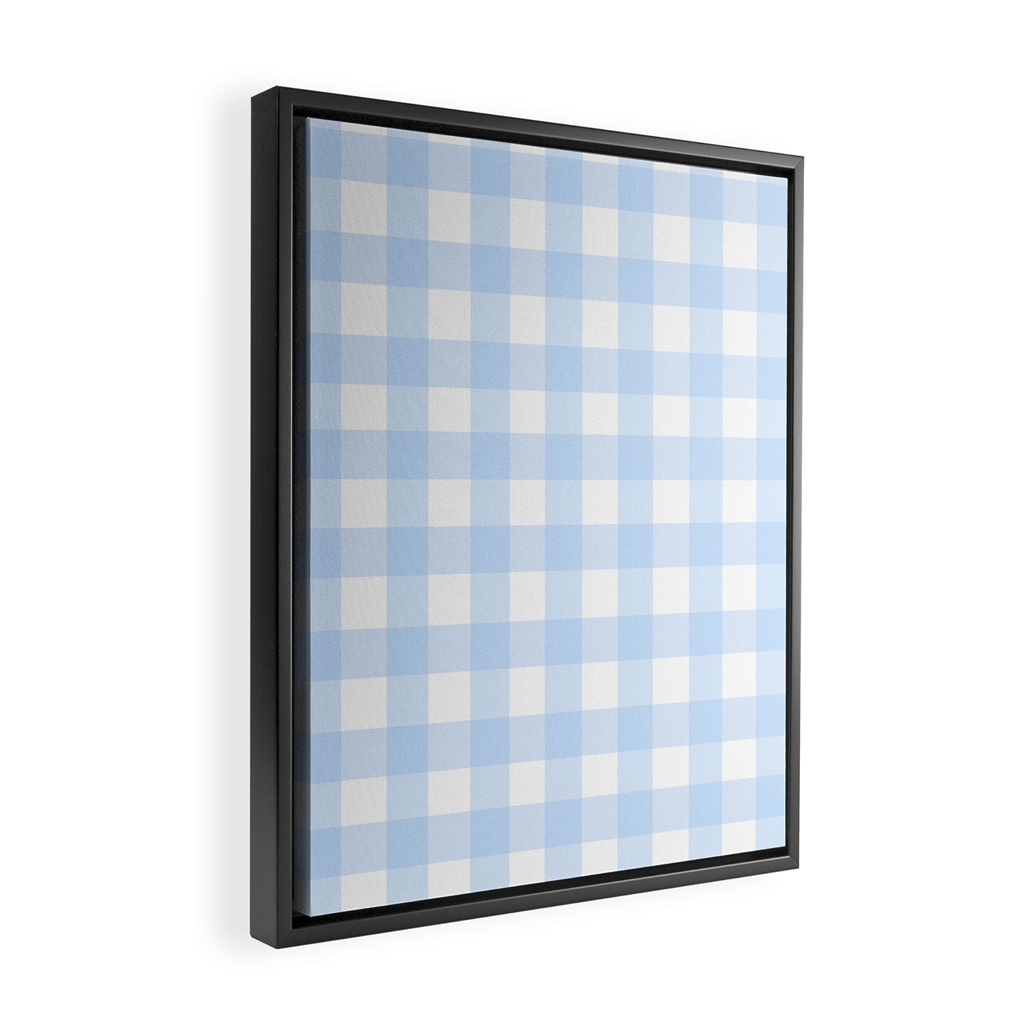 Light blue Gingham ,checkered ,buffalo ,plaid pattern Framed Canvas Print Gallery Image 2