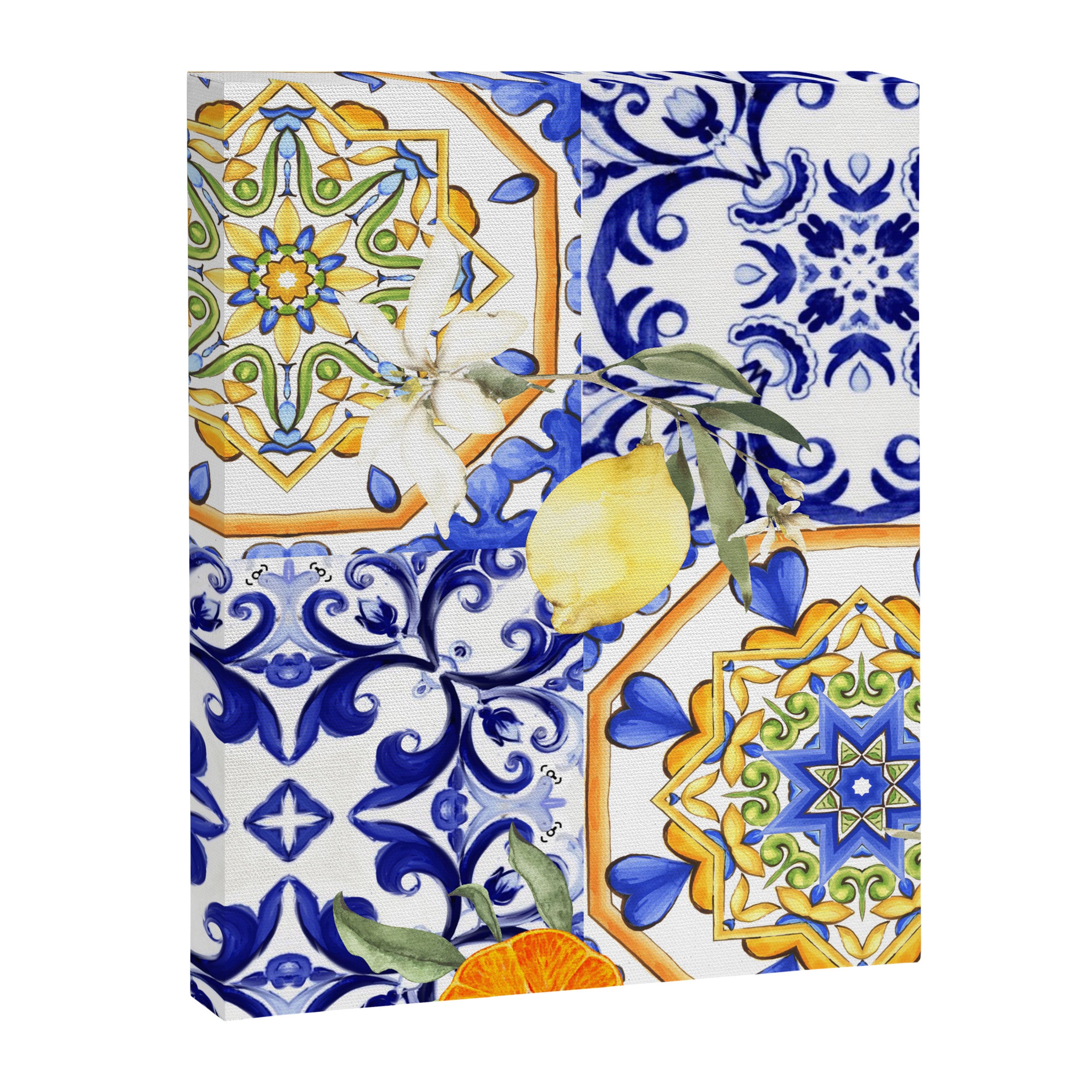 Majolica,summer,lemon,Sicilian style art Canvas Print Gallery Image 8