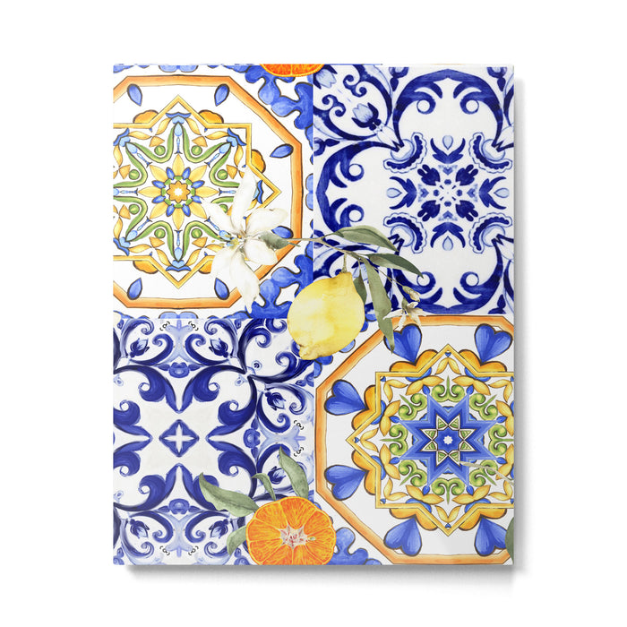Majolica,summer,lemon,Sicilian style art Metal Print Gallery Image 1