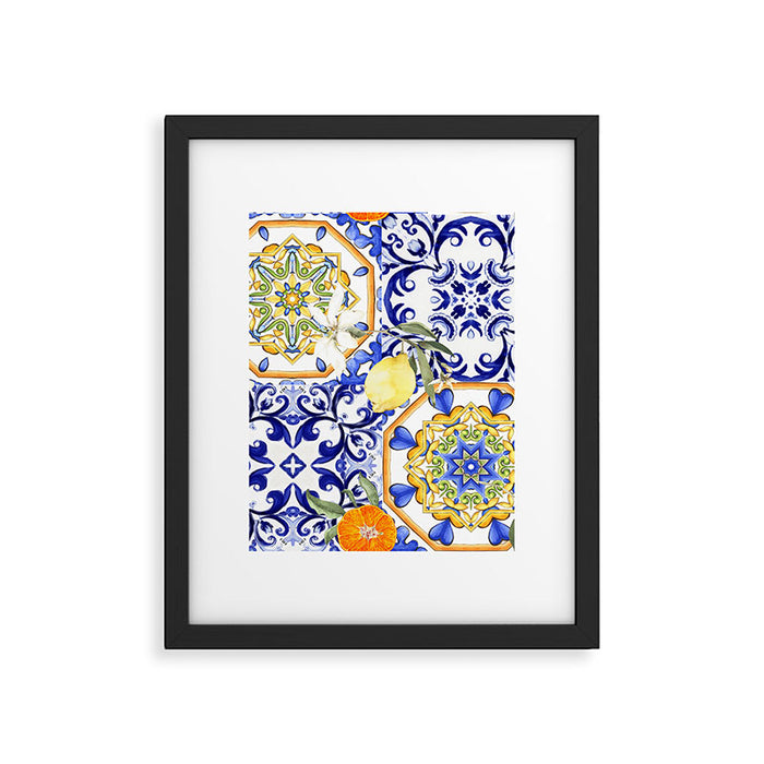 Majolica,summer,lemon,Sicilian style art Framed Art Print Gallery Image 1