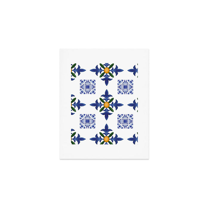 Mosaic,mediterranean,blue tiles art Art Print Gallery Image 1
