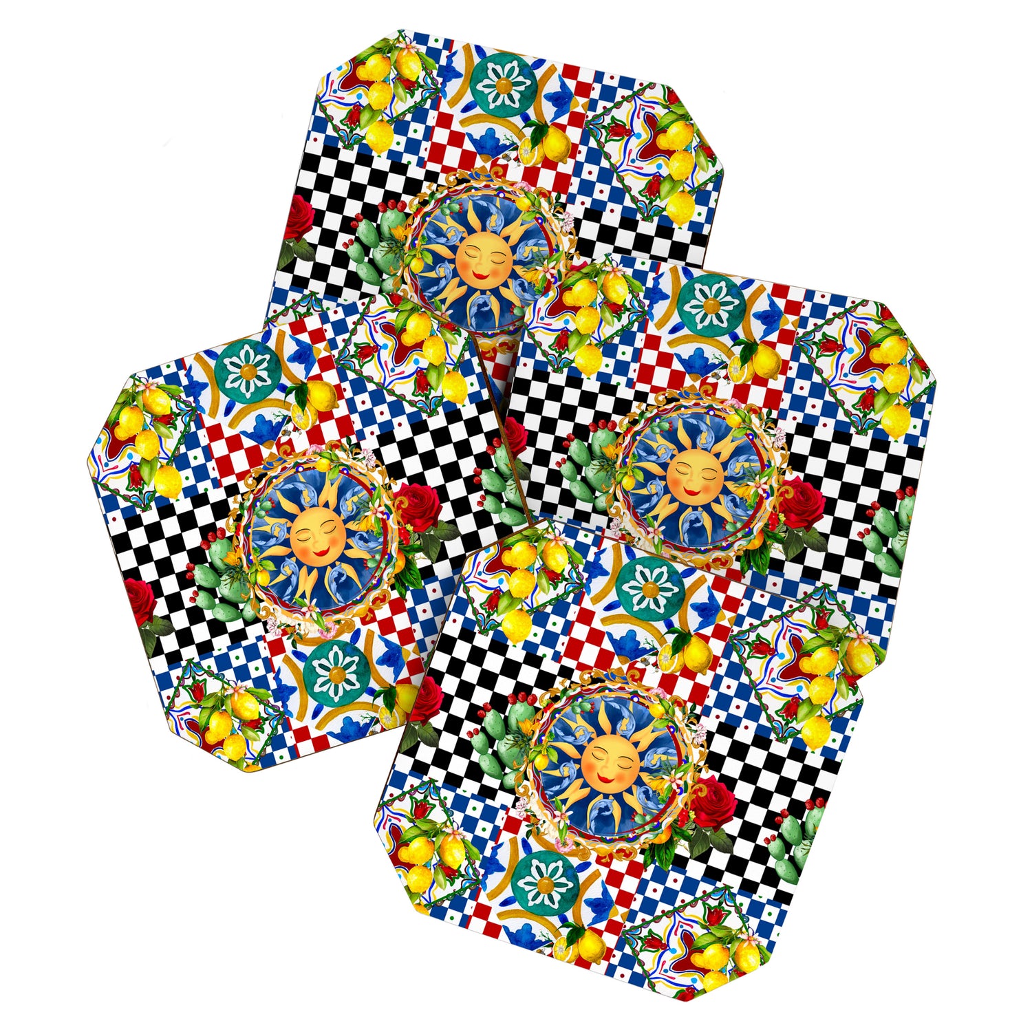 Sicilian sun,majolica,lemon,roses art Coaster Gallery Image 1