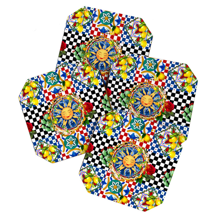 Sicilian sun,majolica,lemon,roses art Coaster Gallery Image 1