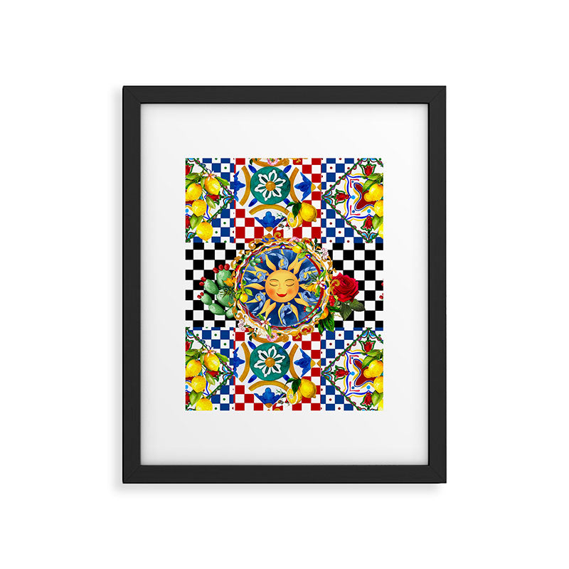 Sicilian sun,majolica,lemon,roses art Framed Art Print Gallery Image 5
