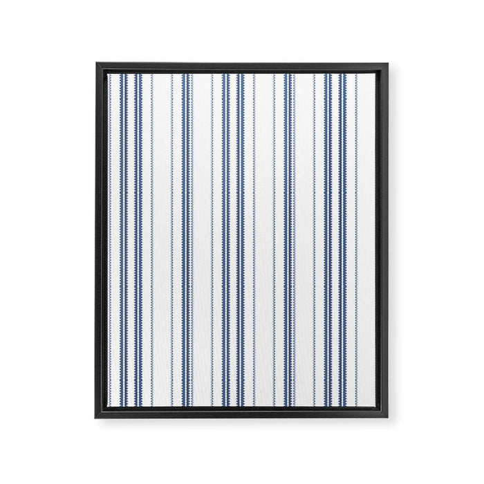 Simple blue and white stripes pattern  Framed Canvas Print Gallery Image 1
