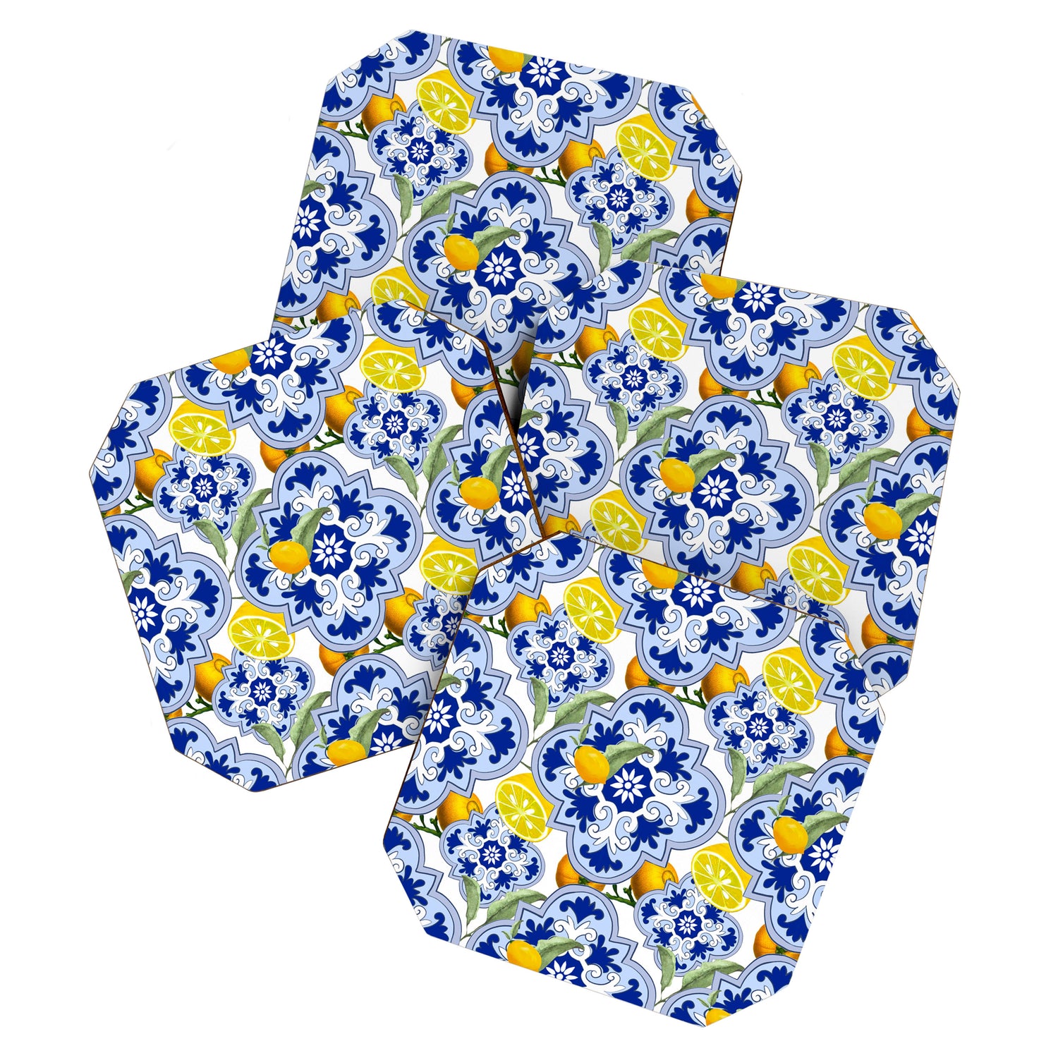 Summer citrus ,floral Mediterranean style ,lemon fruit pattern  Coaster Gallery Image 1