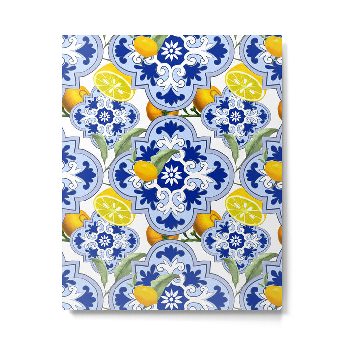 Summer citrus ,floral Mediterranean style ,lemon fruit pattern  Metal Print Gallery Image 1