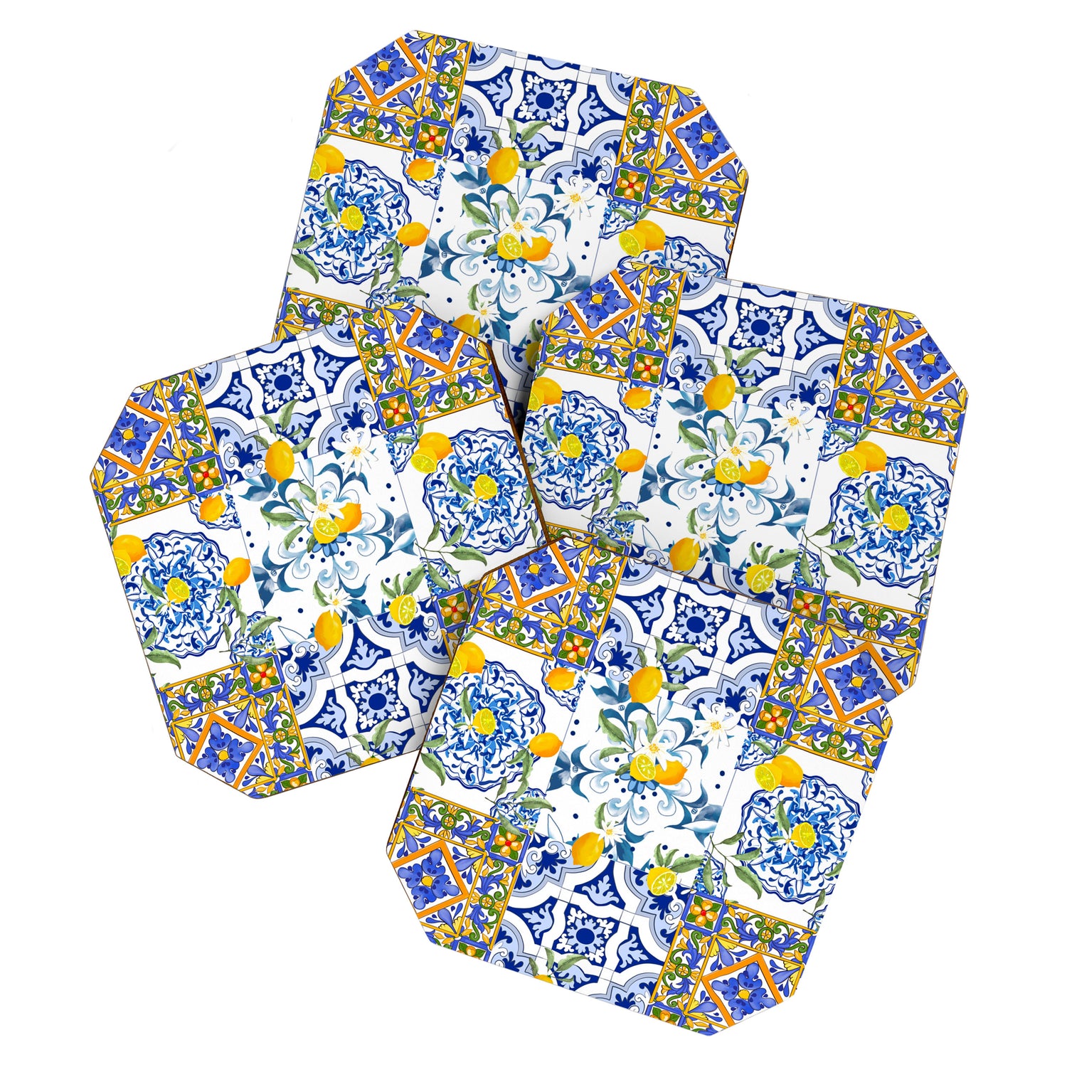 Summer, citrus ,Mediterranean style ,flowers,lemon fruit pattern  Coaster Gallery Image 1