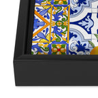 Summer, citrus ,Mediterranean style ,flowers,lemon fruit pattern  Framed Canvas Print Gallery Image 3