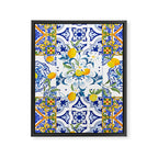Summer, citrus ,Mediterranean style ,flowers,lemon fruit pattern  Framed Canvas Print Gallery Image 6