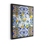 Summer, citrus ,Mediterranean style ,flowers,lemon fruit pattern  Framed Canvas Print Gallery Image 2