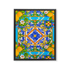 Summer ,Sicilian tiles ,citrus,lemons Mediterranean Pattern  Framed Canvas Print Gallery Image 6