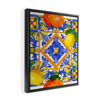 Summer ,Sicilian tiles ,citrus,oranges,majolica,lemons ,Mediterranean  Framed Canvas Print Gallery Image 2