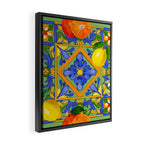 Summer ,Sicilian tiles ,citrus,oranges,majolica,lemons ,Mediterranean  Framed Canvas Print Gallery Image 2