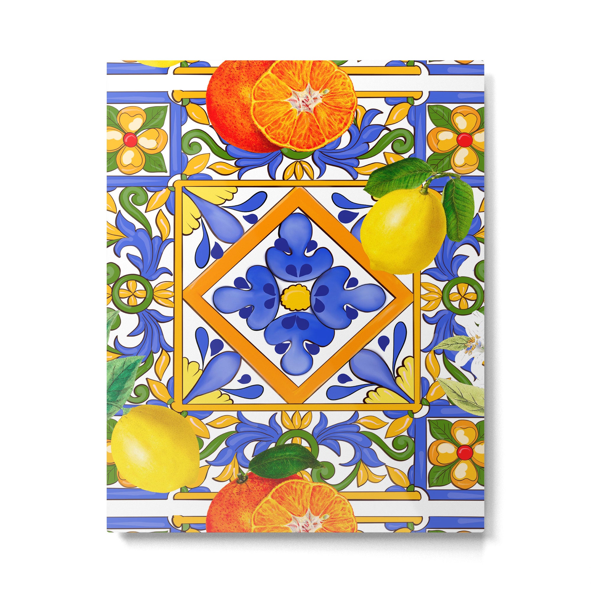 Summer ,Sicilian tiles ,citrus,oranges,majolica,lemons ,Mediterranean  Metal Print Gallery Image 4