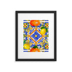 Summer ,Sicilian tiles ,citrus,oranges,majolica,lemons ,Mediterranean  Framed Art Print Gallery Image 5