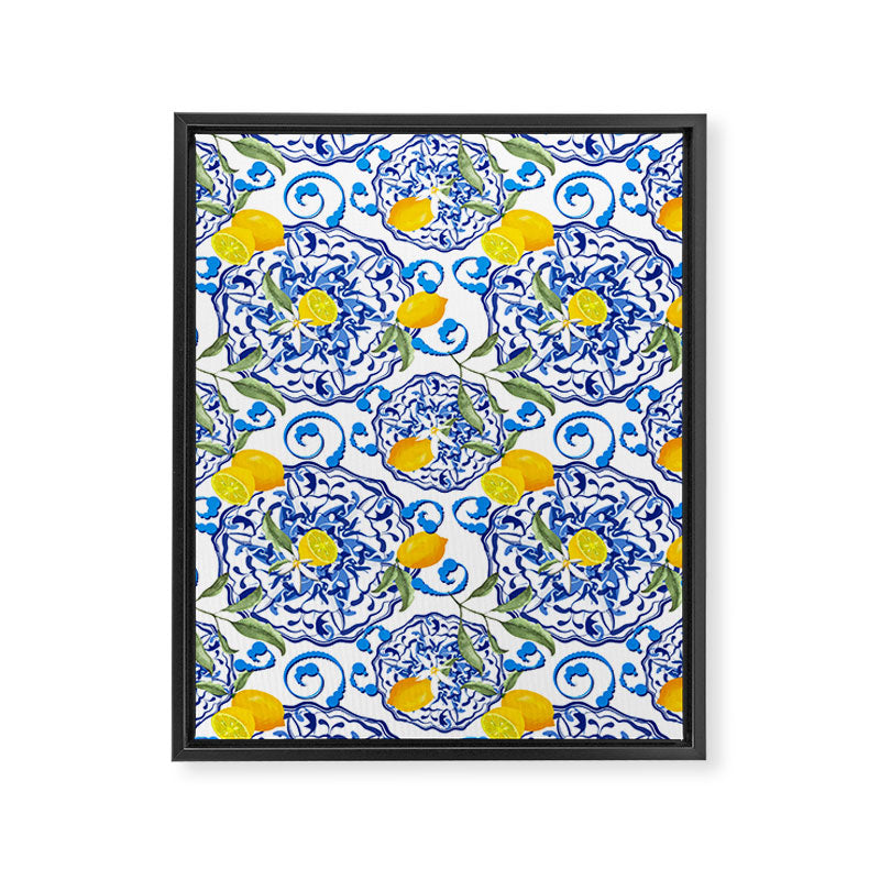 Summer,citrus,Mediterranean style,lemon fruit,simple pattern  Framed Canvas Print Gallery Image 6