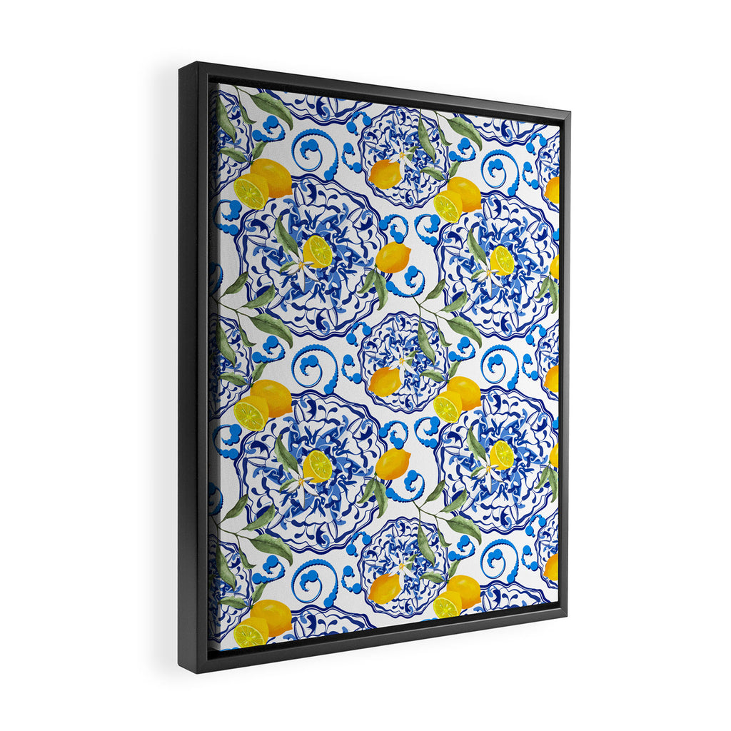 Summer,citrus,Mediterranean style,lemon fruit,simple pattern  Framed Canvas Print Gallery Image 2