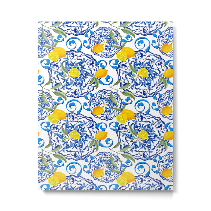 Summer,citrus,Mediterranean style,lemon fruit,simple pattern  Metal Print Gallery Image 1