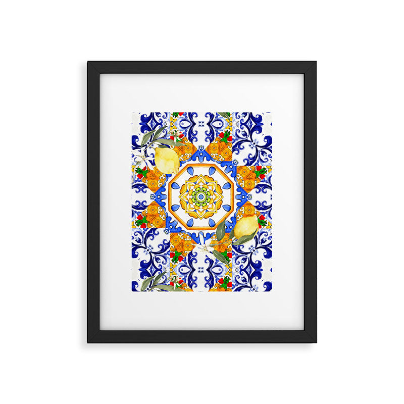 Summer,citrus,mosaic,lemon fruit,Mediterranean art Framed Art Print Gallery Image 5