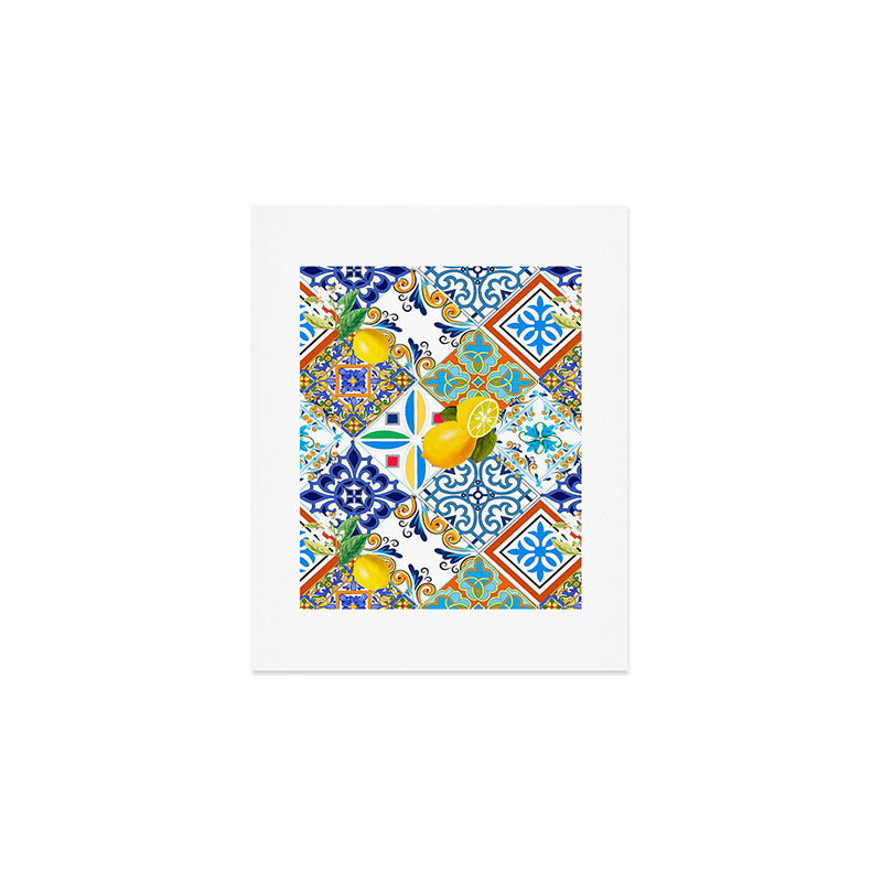 Tiles,mosaic,azulejo,quilt,Portuguese,majolica,lemons,citrus. Art Print Gallery Image 1