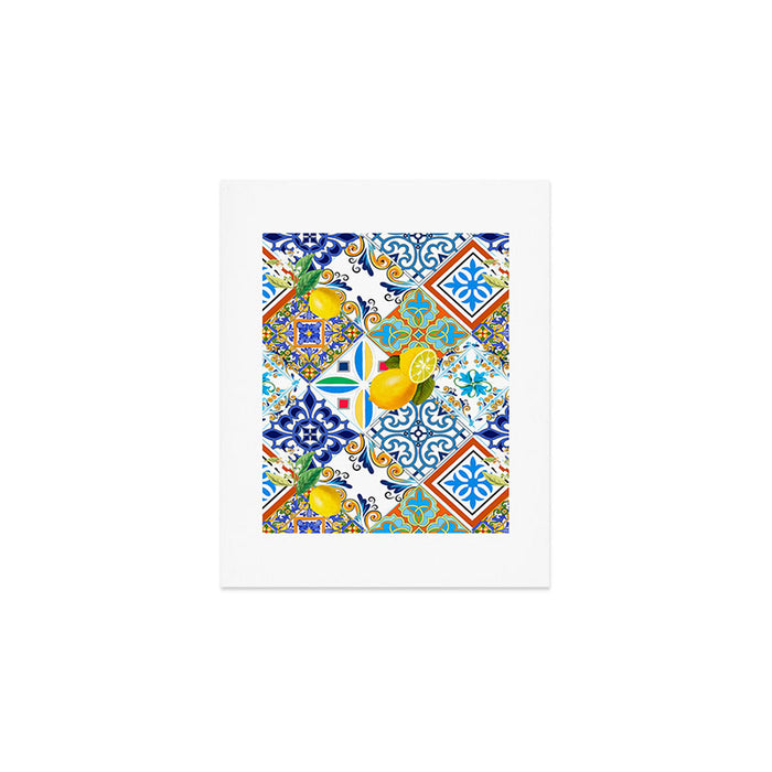 Tiles,mosaic,azulejo,quilt,Portuguese,majolica,lemons,citrus. Art Print Gallery Image 1