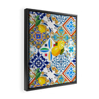 Tiles,mosaic,azulejo,quilt,Portuguese,majolica,lemons,citrus. Framed Canvas Print Gallery Image 2