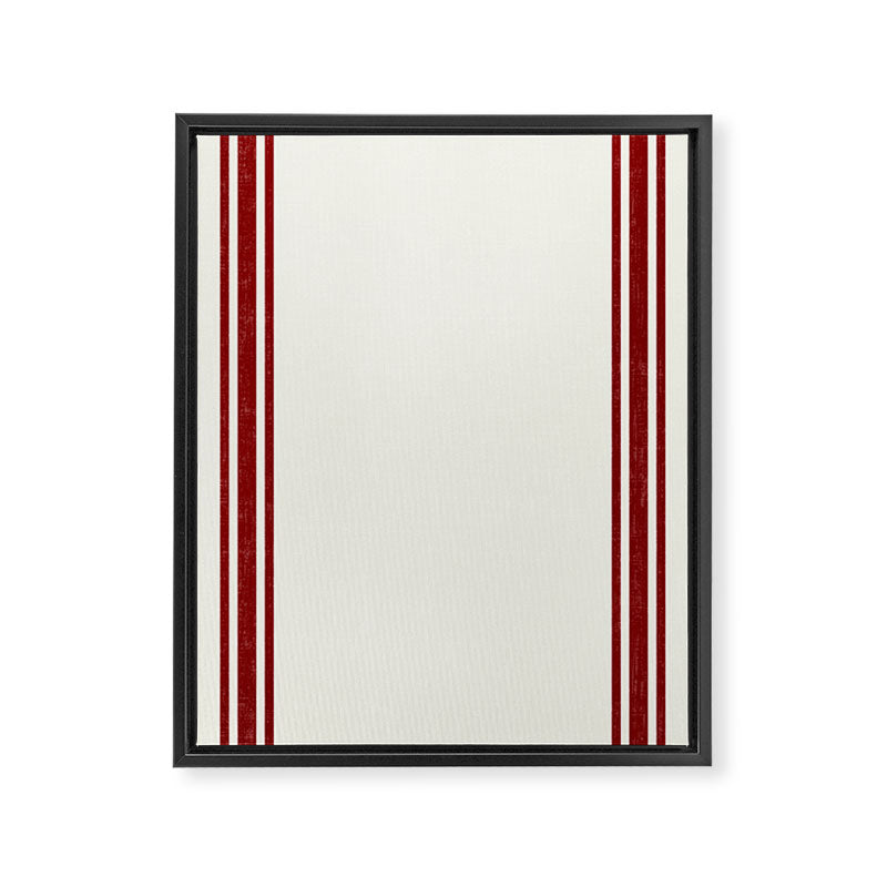 Vintage Country French Grainsack Red Stripes Creme Background Framed Canvas Print Gallery Image 8
