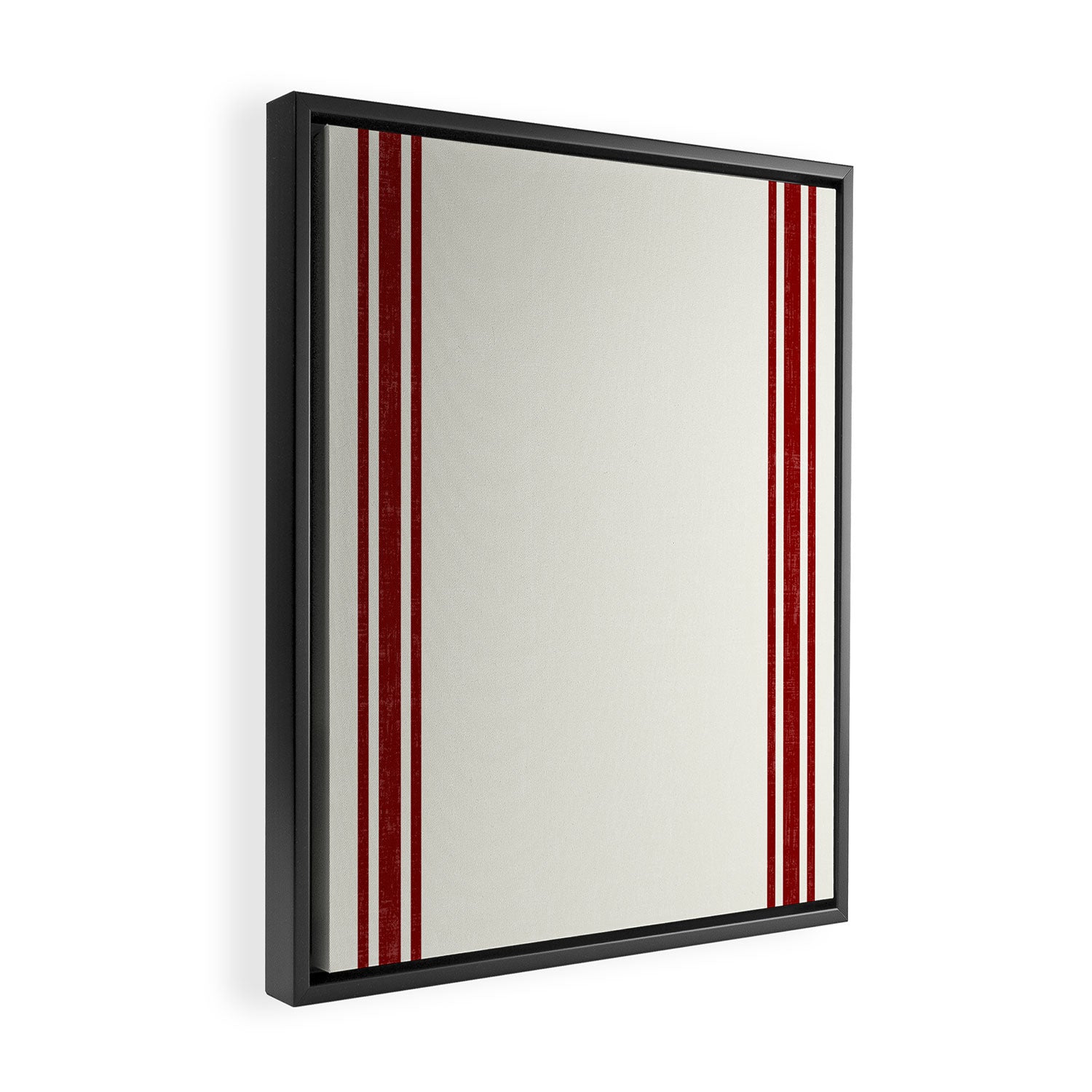Vintage Country French Grainsack Red Stripes Creme Background Framed Canvas Print Gallery Image 2