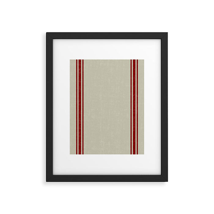 Vintage French Country Grainsack Berry Linen Framed Art Print Gallery Image 1