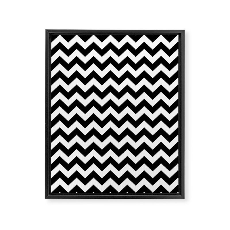 Chevron Black & White Framed Canvas Print Gallery Image 6