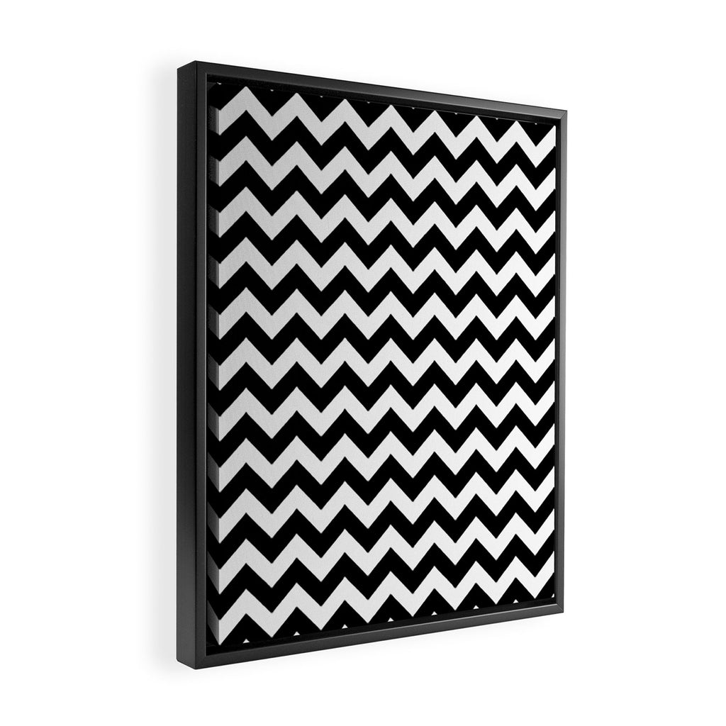 Chevron Black & White Framed Canvas Print Gallery Image 2