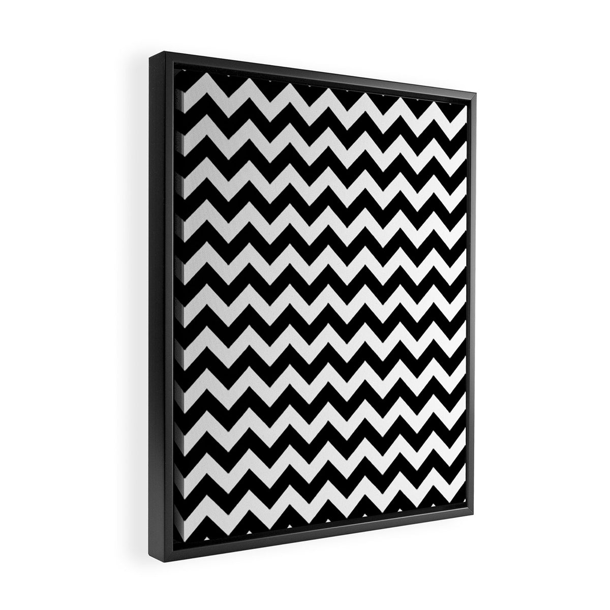 Chevron Black & White Framed Canvas Print Gallery Image 2
