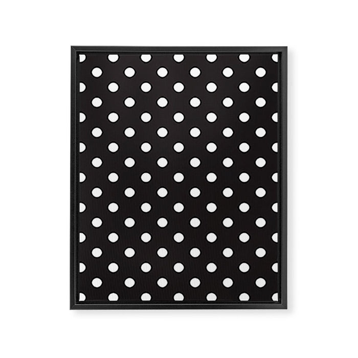 Classic Black & White Polka Dots Pattern Framed Canvas Print Gallery Image 1