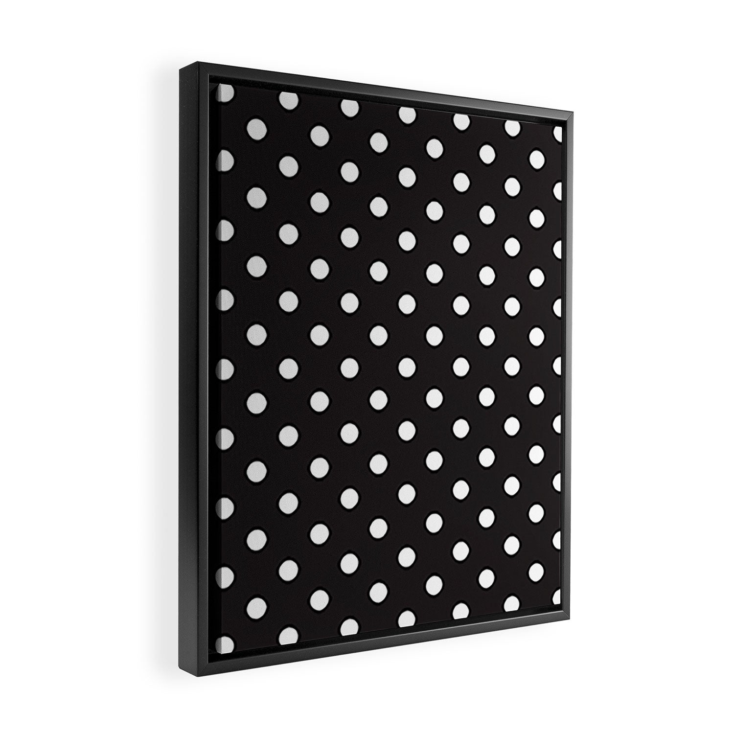 Classic Black & White Polka Dots Pattern Framed Canvas Print Gallery Image 2