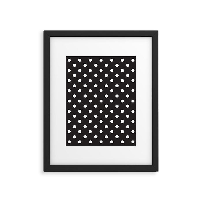 Classic Black & White Polka Dots Pattern Framed Art Print Gallery Image 1